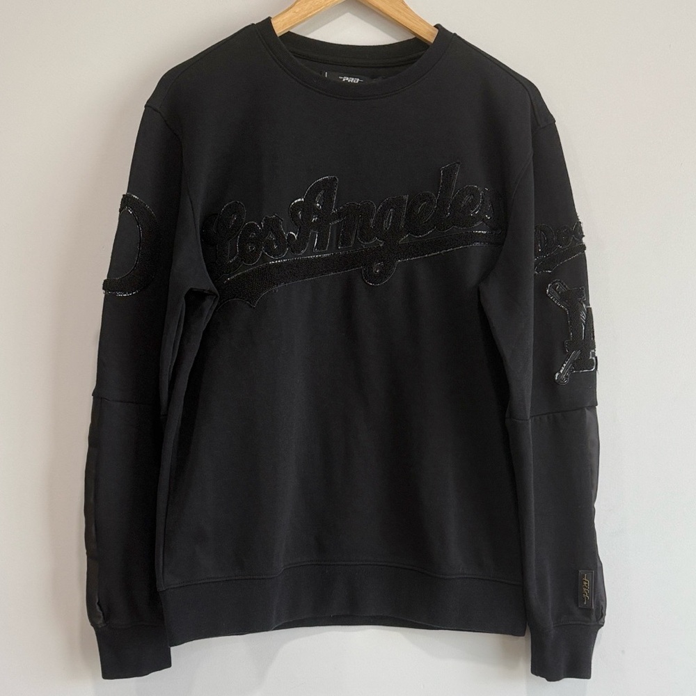 Pro Standard Los Angeles Dodgers Triple Black Crewneck Men Sweater Sz S Baseball